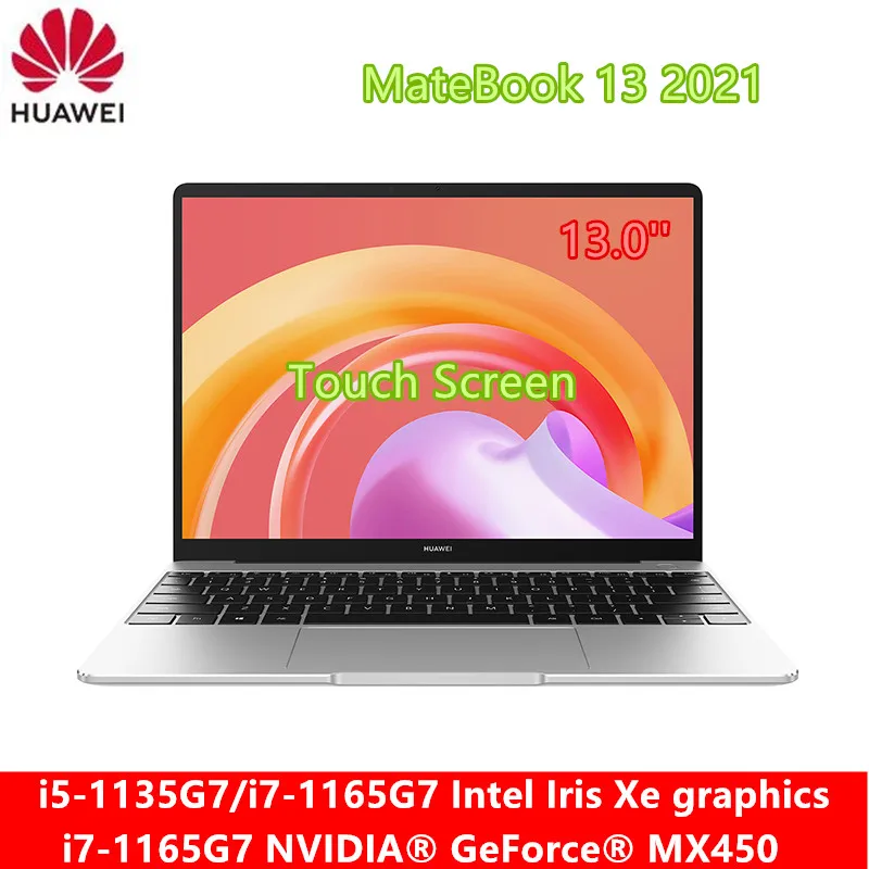 HUAWEI MateBook 13 2021 ноутбук ПК с сенсорным экраном i7 1165G7 Ирис Xe или MX450 графика 16 Гб