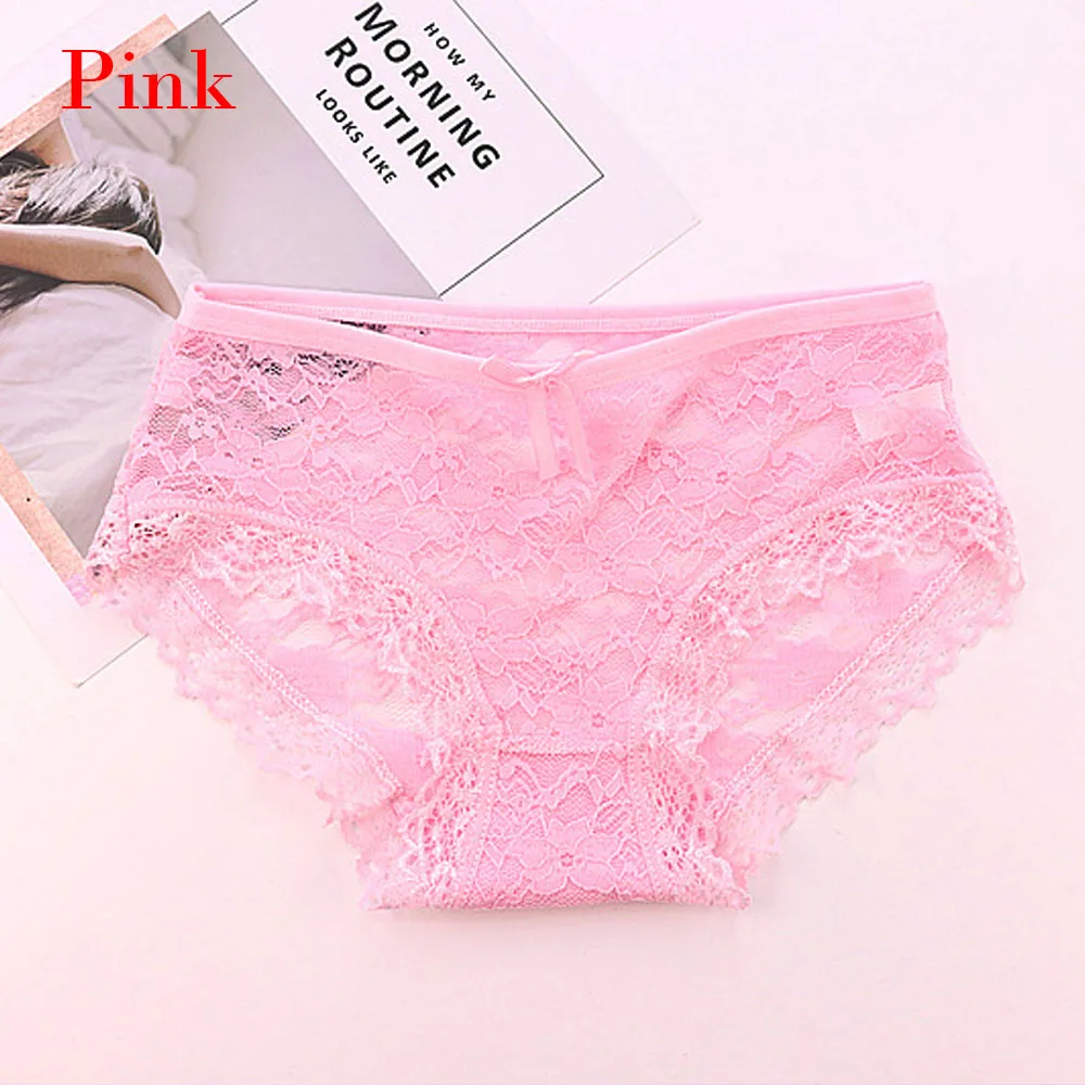Pink 1 Новинка, сексуальные ультра тонкие кружевные трусики, женское нижнее белье, дышащие, с низкой посадкой, хлопковые трусы для женщин, нижнее белье - Цвет: Pink 1