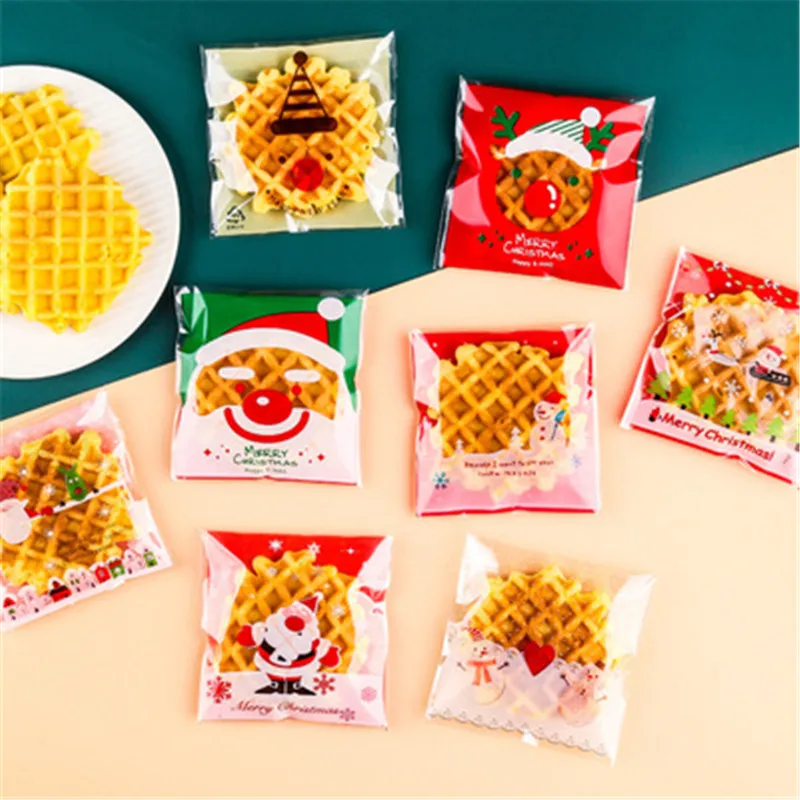 

20/50pcs/lot Cartoons Translucent Plastic Cookie Packaging Bags Wrapper Self Adhesive Bags Birthday Party Christmas Decoration