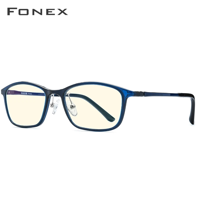FONEX Ultem TR90, анти-синий светильник, очки для мужчин, компьютерные очки, защитные очки, анти-синие очки, игровые очки для женщин AB03 - Цвет оправы: Синий