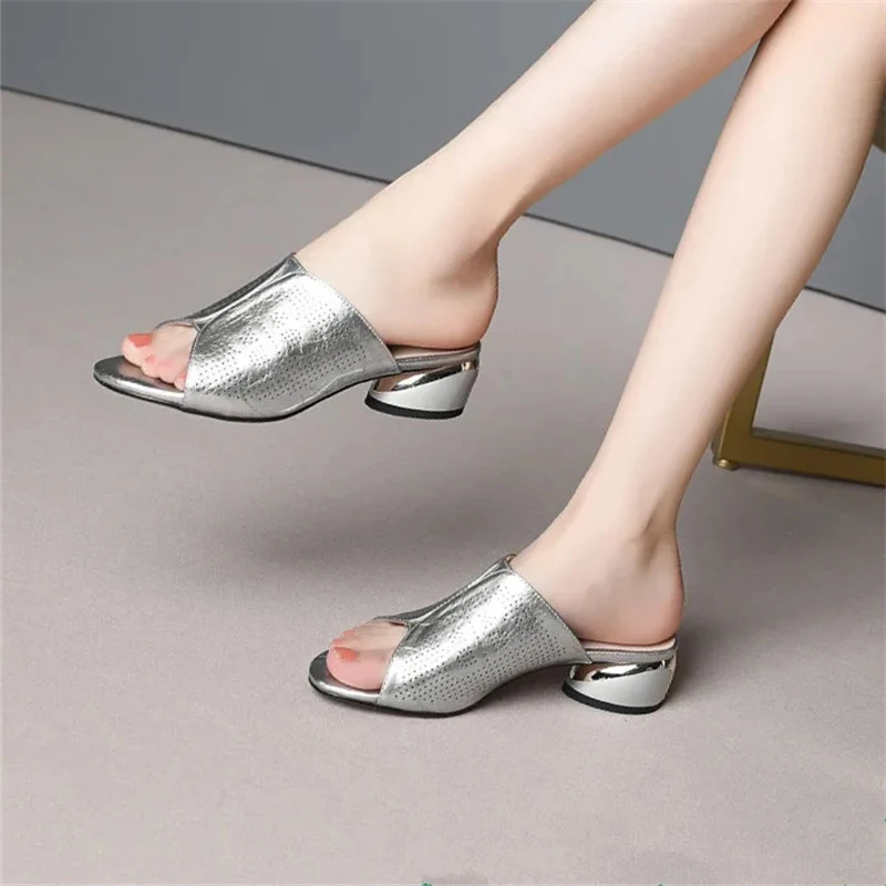 

Women Bright PU Leather Outdoor Slippers Plus Size 34-42 Summer Sexy Non-Slip Sandals Casual Flip Flops Shoes Designer Slides
