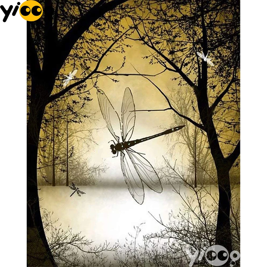 

Full Square/Round Drill Diamond Painting Cross Stitch Embroidery Dragonfly Forest Rhinestone Mosaic Home Decor Gift AX2890