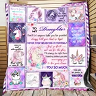 Дочке I Love You Единорог фиолетовый Стёганое одеяло одеяла день рождения, День Благодарения подарки постельного белья в стиле пэчворк