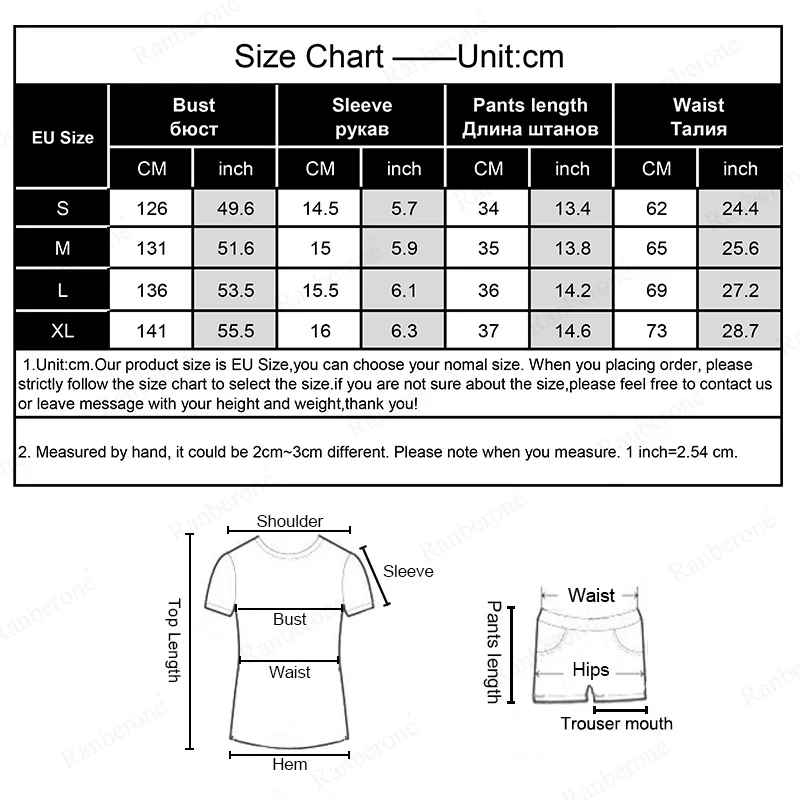 Ranberone 2 Piece Women's Suit Solid Color Round Neck Tracksuit Loose Short Sleeved + Shorts Casual Home Service Suit 2021