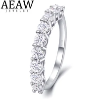 0 9ctw 3 0mm 0 1ctde color round excellent cut moissanite engagement band real 18k white gold plated for women best gift