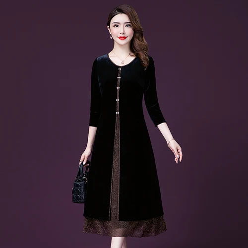 2021 Осень Новые популярные Стиль круглый вырез горловины дизайн черный матерей