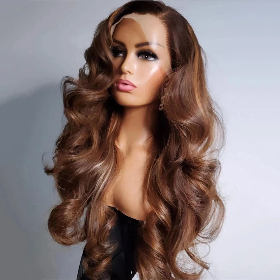 

Mongolia Ombre Strawberry Blonde Wavy Full Lace Human Hair Wigs With Preplucked 13x6 Lace Front Glueless Silk Top 360 Frontal