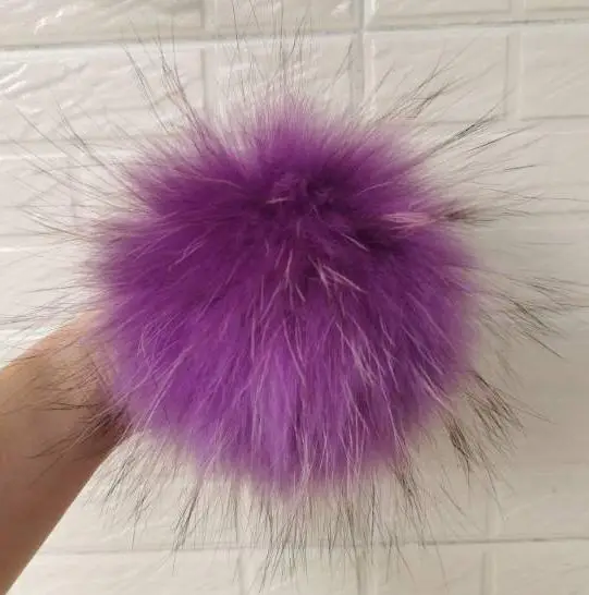 grape Роскошный 15 см Пушистый натуральный шарик из меха лисы помпоны мех Помпон Мяч высокое качество брелок металлический кулон кольцо для женщин F281 - Цвет: grape