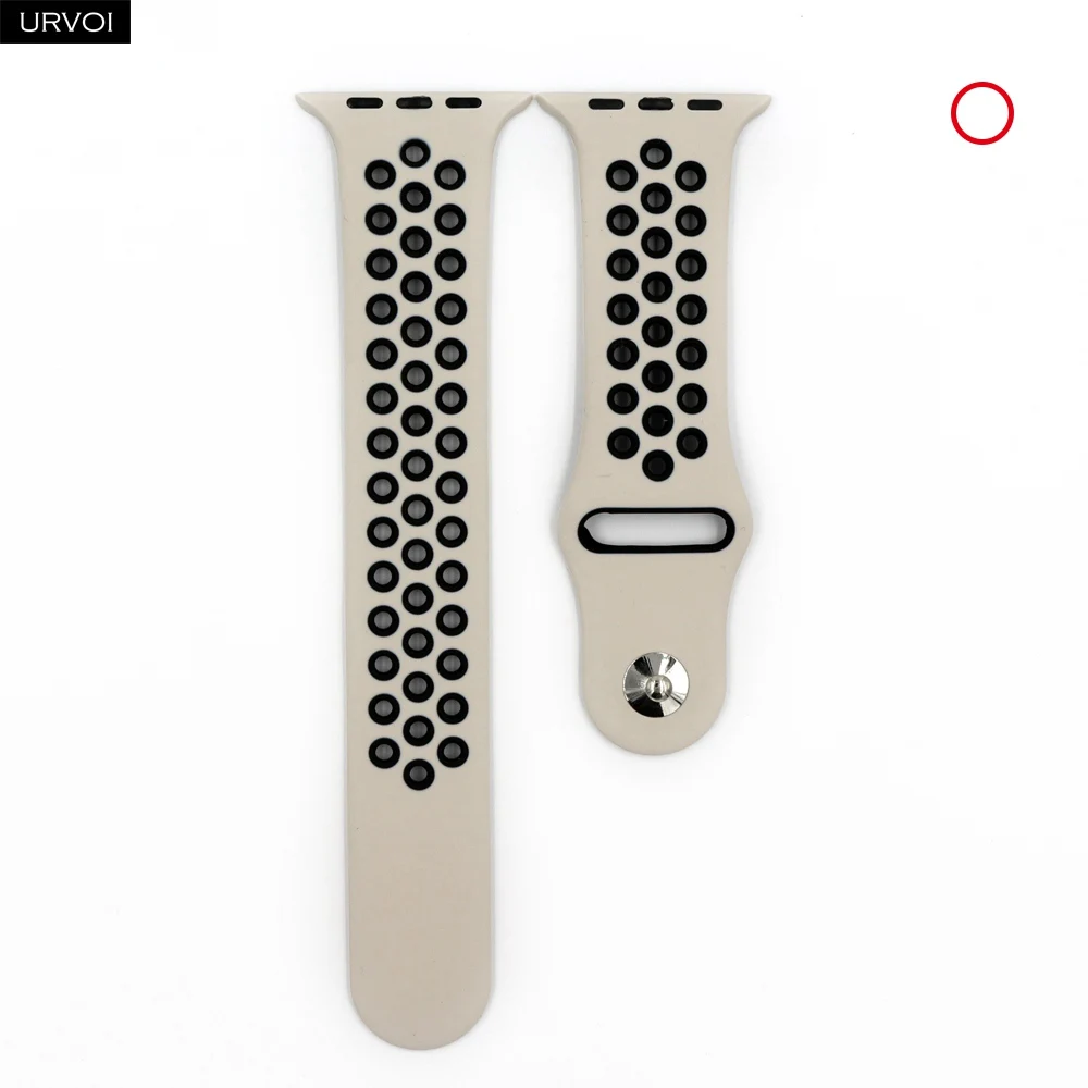Desert Sand Black URVOI, спортивный ремешок для Apple Watch, Nike+ series 54 321, силиконовый ремешок для iwatch, дышащий, весна, новые цвета, 38, 40, 42, 44 мм - Цвет ремешка: Desert Sand Black