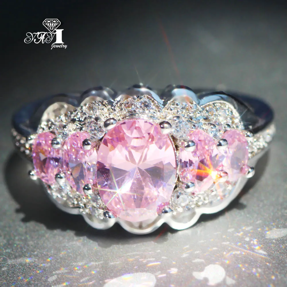 Ювелирные изделия yayi Мода Принцесса огранка 5.9CT розовый циркон серебряный цвет обручальные кольца для влюбленных вечерние кольца 1098