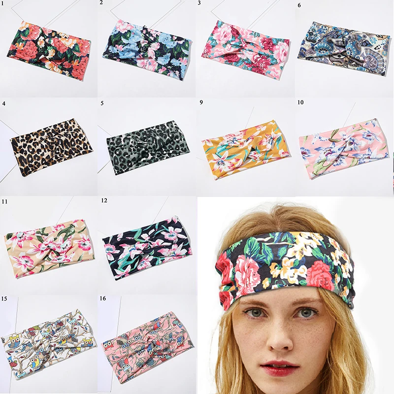 Повязка на голову женская с широким леопардовым принтом тюрбан в богемном стиле