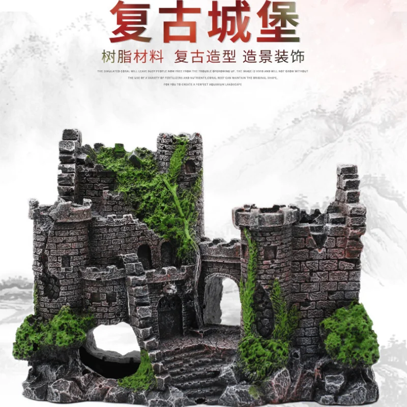 

Aquarium Fish Tank Ornaments Artificial Water Plant Landscaping Resin Rockery Decoration Simulation Flocking Coral Mountain