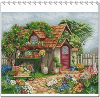 ff counted cross stitch kit cross stitch rs cotton with cross stitch summer garden cottage hh