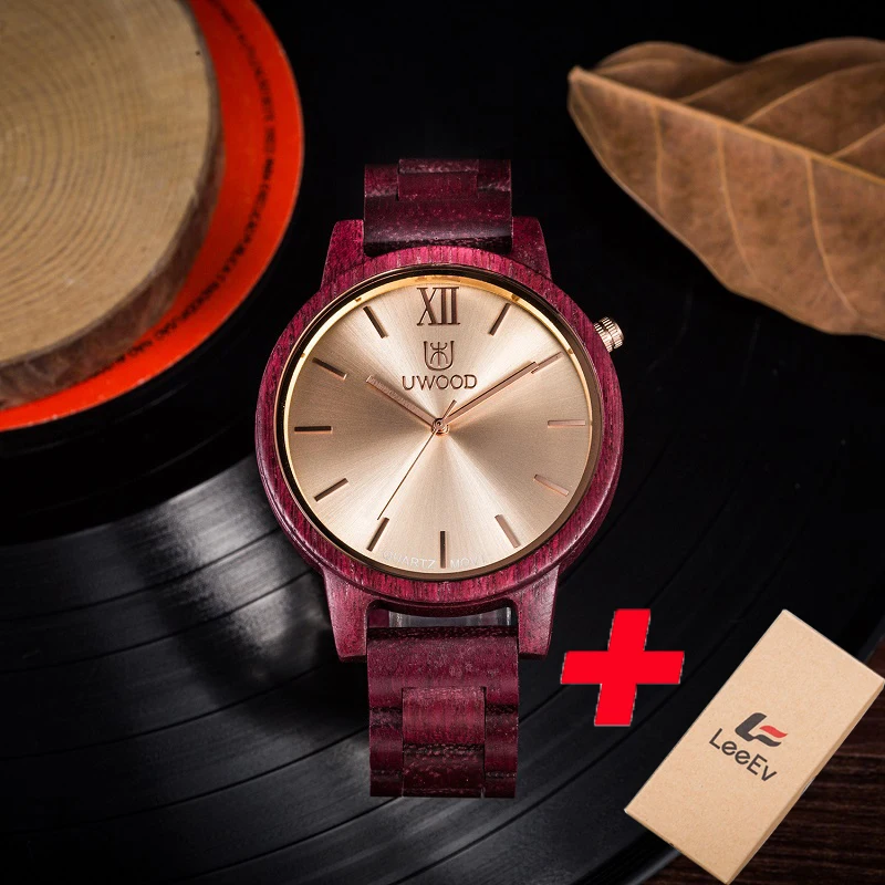 часы Деревянные кварцевые наручные в стиле ретро UWOOD деревянный браслет