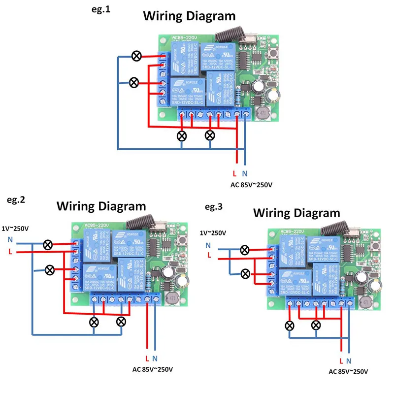 AC85V ~ 220V 10Amp 2200W 433MHz RF беспроводной пульт дистанционного управления 4CH релейный