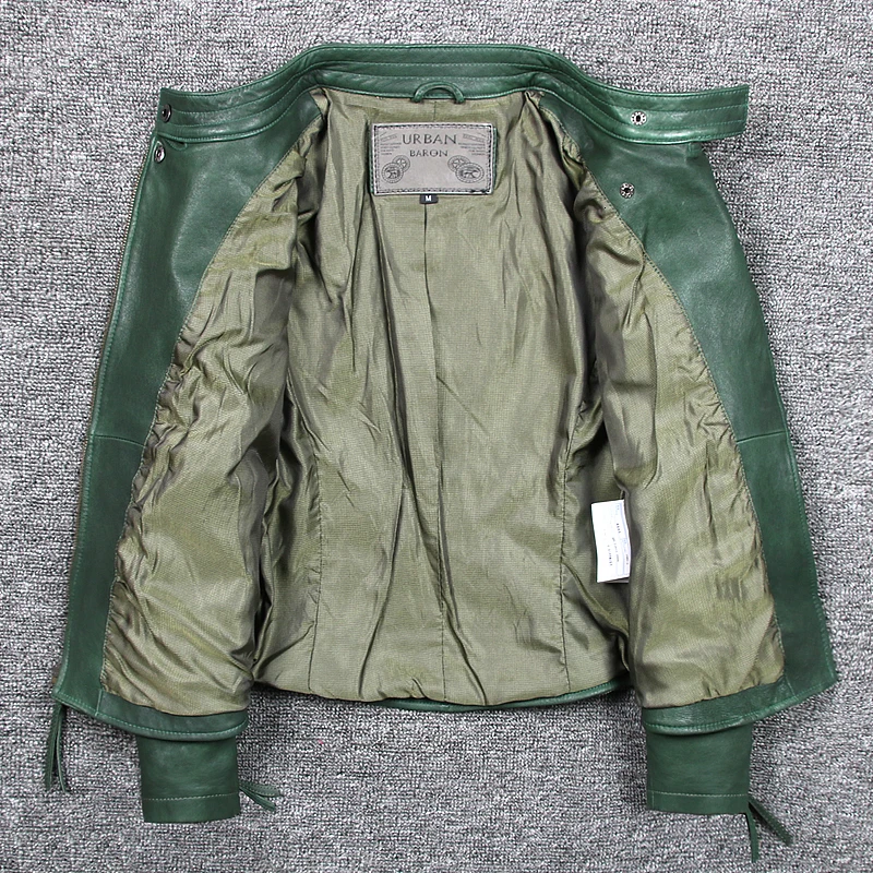 Womens Genuine Leather Jacket Real Sheepskin Motorcycle Jackets Coats Casual Slim Green Autumn Winter jaqueta de couro Clothes