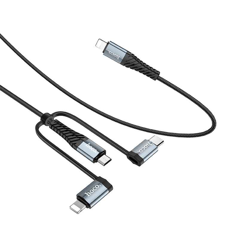 HOCO 4 в 1 usb-кабель для iPhone 11 Pro X XS max XR кабель для быстрой зарядки 3 в 1 кабель Micro USB type C для samsung Galaxy S10 S9