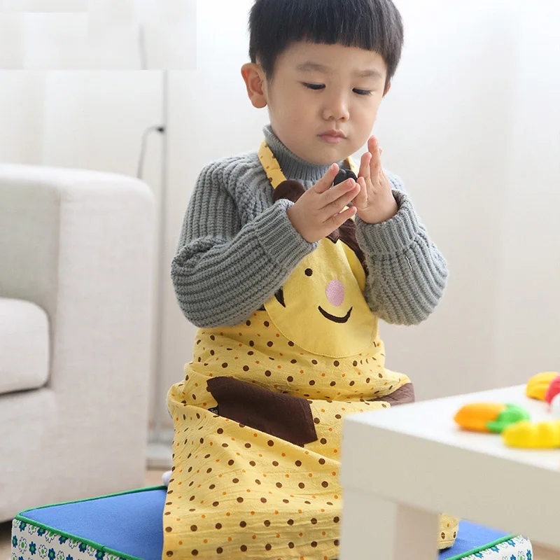 Детский фартук забавный кухонный милый мультяшный лягушка корова свинка длинный