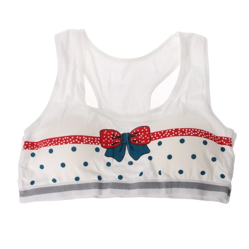 

Soft Cotton Training Bras for Baby Girls Cute Bow Dot Belt Vest for Teenager Bra