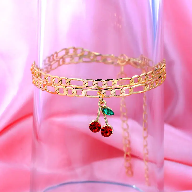 2 шт./компл. новый дизайн ножные браслеты с кристаллами вишни для женщин золотой