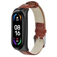 millet bracelet 6 5 nfc card buckle bamboo belt replacement wristband leather strap bracelet for xiaomi mi band 6 5