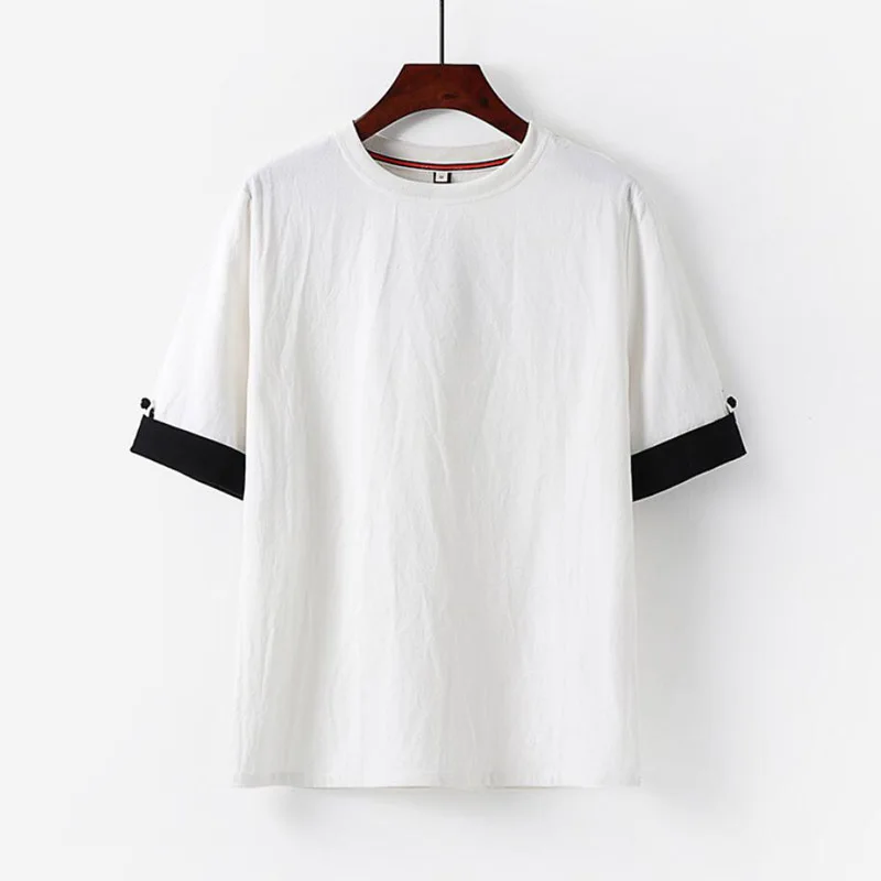 Футболка мужская оверсайз большие размеры 5XL 6XL из хлопка и льна с коротким