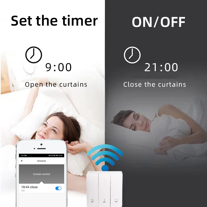 Умный выключатель для штор Tuya Smart Life Wi Fi с голосовым управлением через приложение