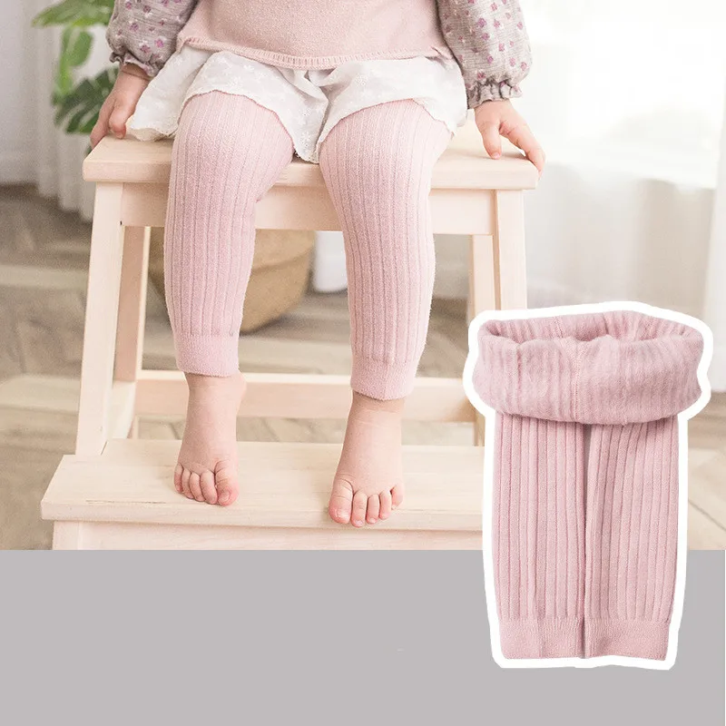 

0 to 5 Yrs Spring Autumn Double Needle Leggings Girl Combed Cotton Ribbed Leggings Baby Soft Lace Knitted Pant For Girls