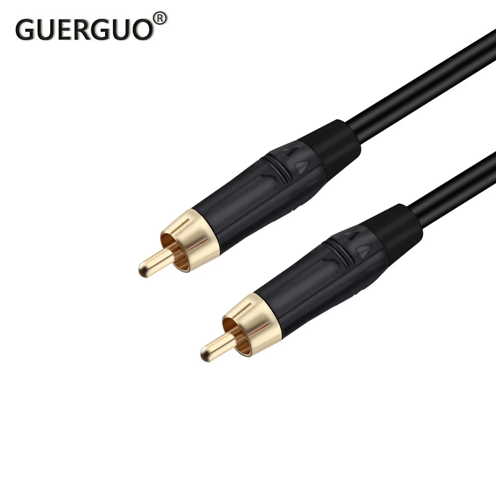 Высококачественный позолоченный аудиокабель Guerguo RCA папа-RCA папа