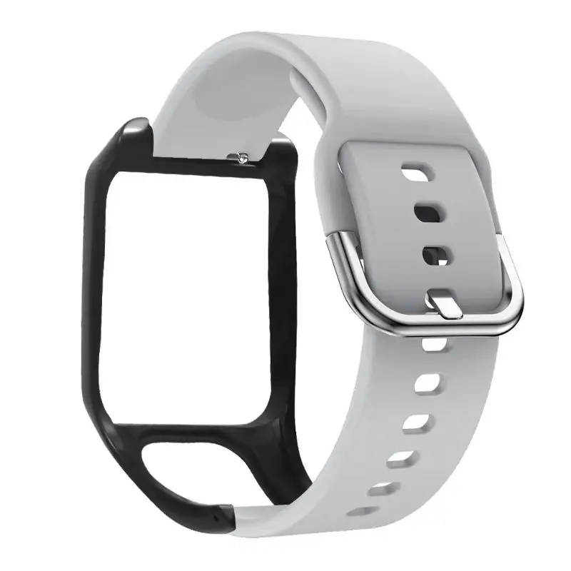 Против царапин силиконовые замена наручные часы ремешок браслет для TomTom ADVENTURER/Runner 2 3/Spark 3 доступ к спортивным часам - Цвет: Grey Black