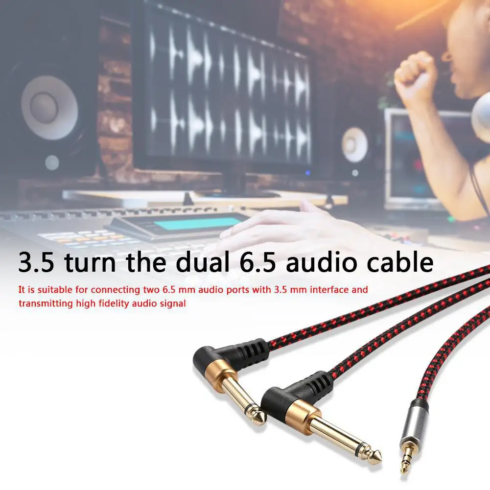 Угловой аудиокабель с разъемом Mini Jack 3 5-Dual 1/4 &quotJack для усилителя колонки ТВ ПК