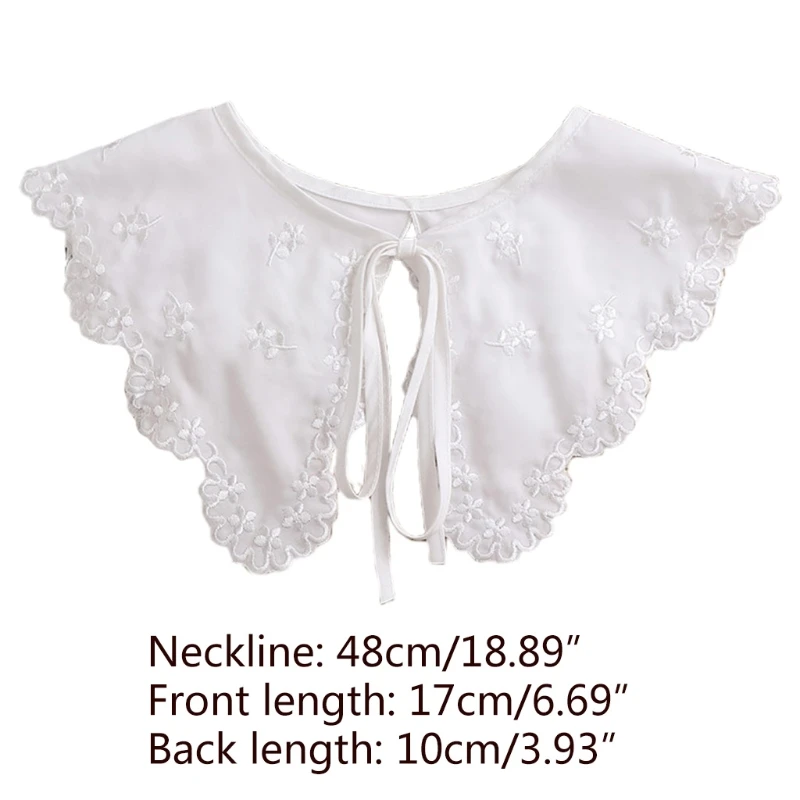 

Womens Hollow Out Dragonfly White False Fake Collar Lolita Jacquard Floral Lace Big Shawl Decorative Necklace Short Poncho Capel