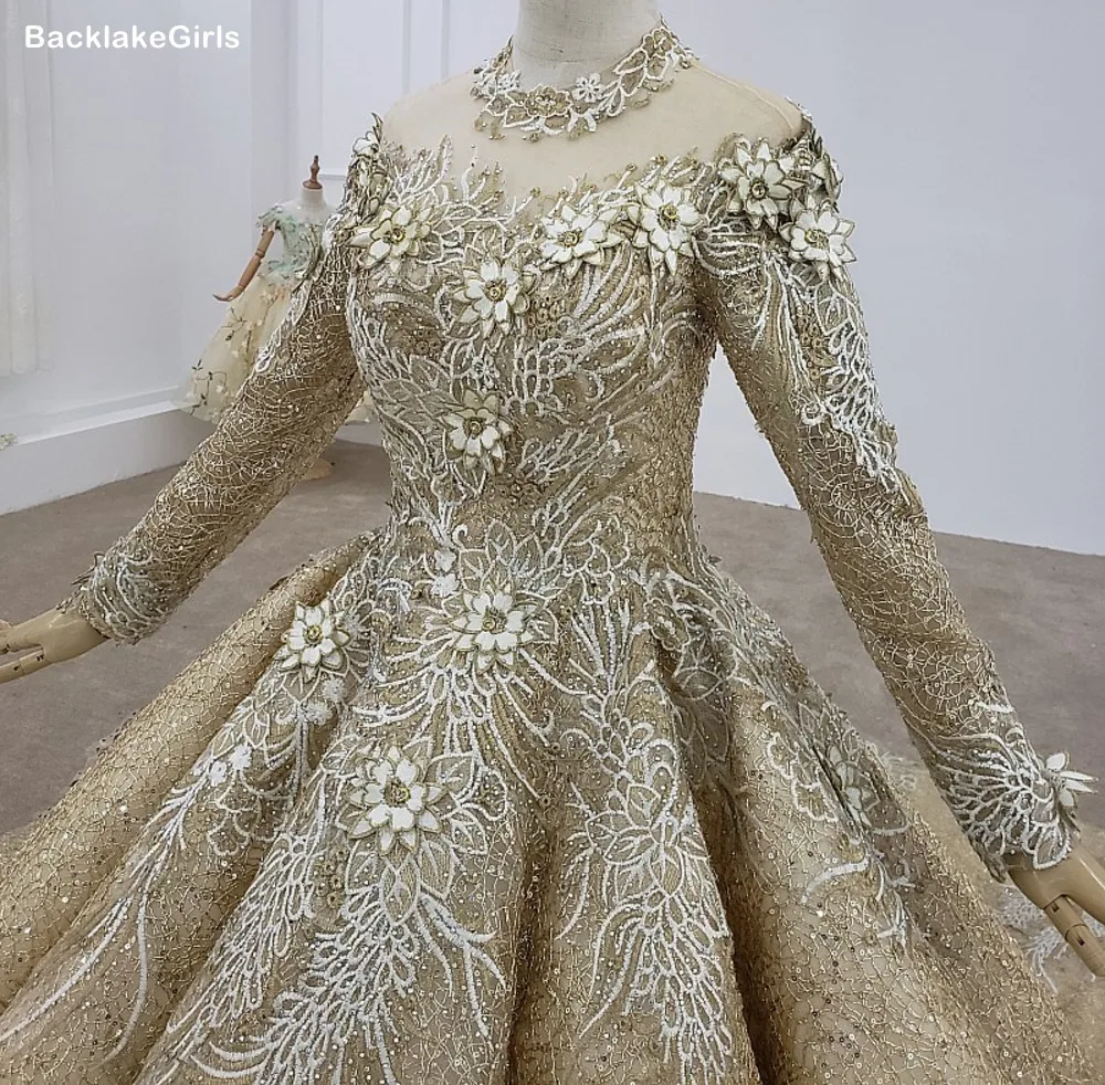 3d цветок невесты роскошные мусульманские свадебные платья бальное платье