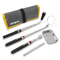 hi spec 6pc telescoping pick up tool kit magnetic pickup tool extendable tool kit with led light inspection mirror tool bag