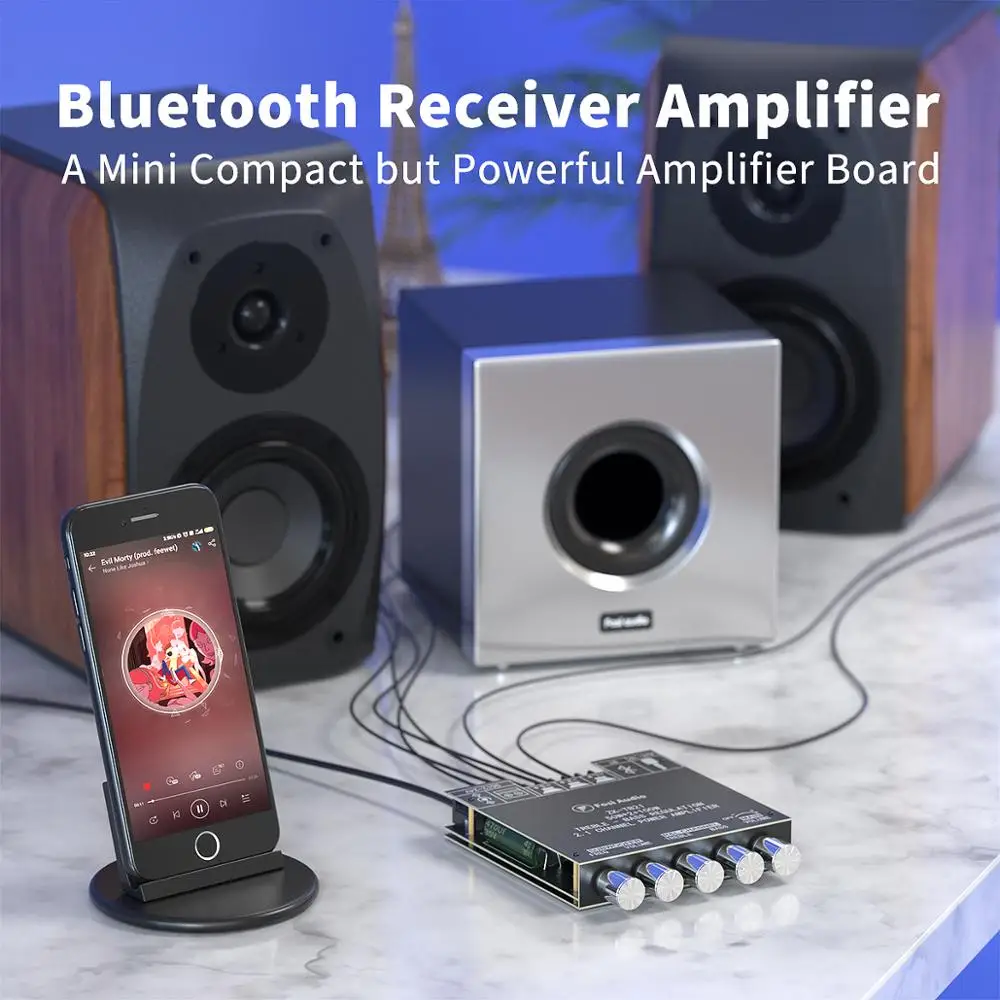 

Fosi Audio TB21 Bluetooth Sound Power Amplifier Board 2.1 Channel Mini Wireless Audio Digital Amp Module 50W x2 100W Subwoofer