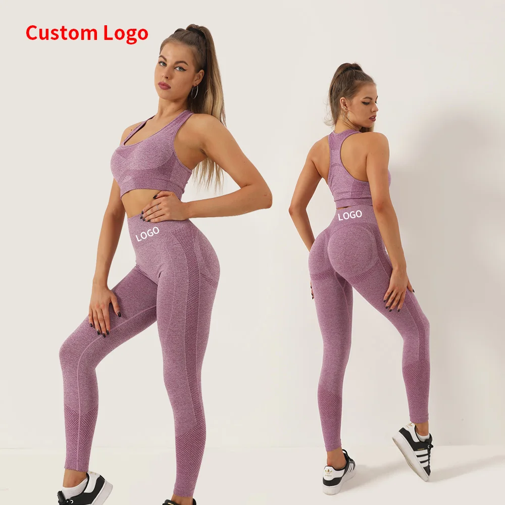 

2 Pcs Seamless Women Yoga Set Workout Sportswear Gym Clothes Active Sport Bra High Waist Hip Female Legging Fitness Suit Pants