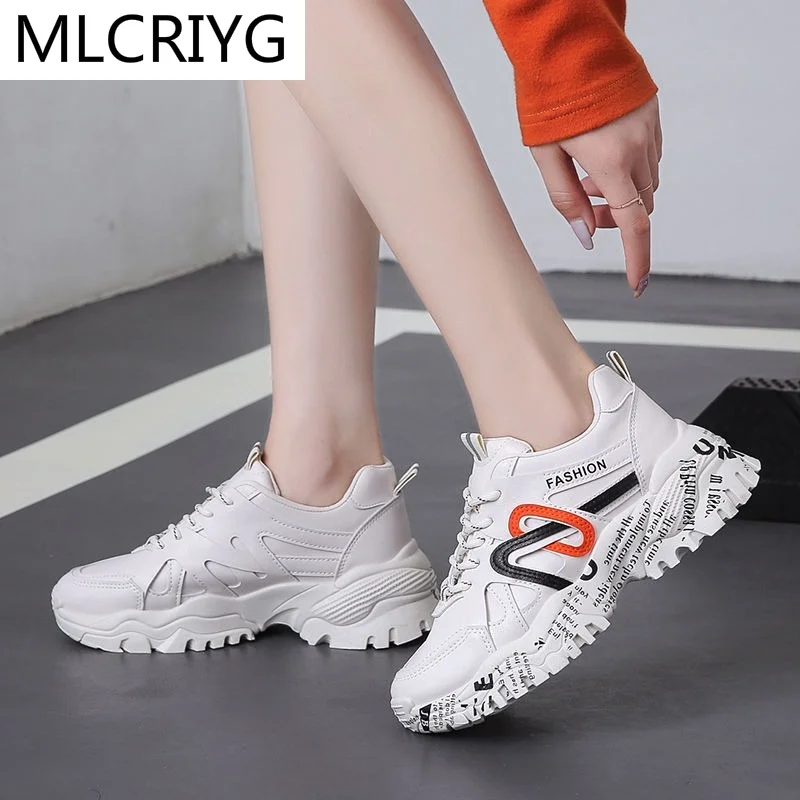 

2021 Women's Sneakers Fashion Women's Shoes Spring Lace-up Color Matching Platform Shoes Comfortable Shallow Mouth Casual Shoes