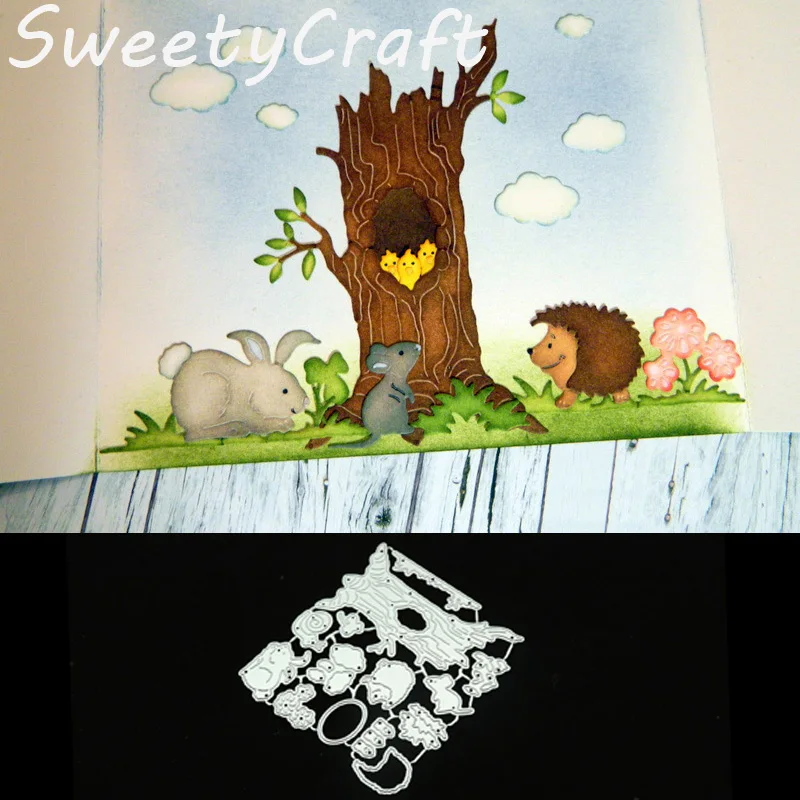 Металлические штампы с отверстиями для деревьев кроликов скрапбукинга новинка