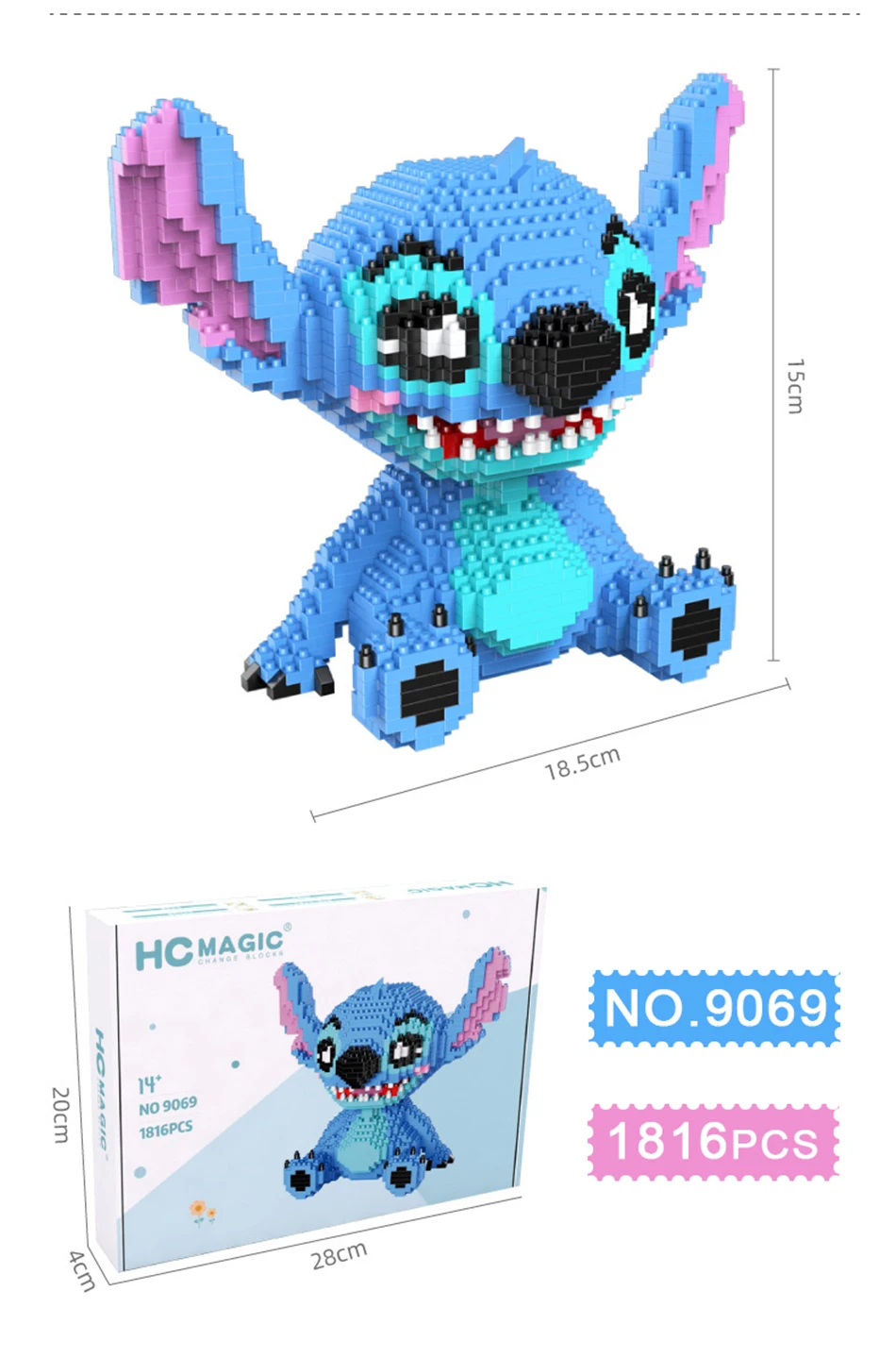 

2882pcs+ Micro Diamond Building Blocks Wink Guitar Stitch Anime Figure Cartoon Model Mini Block Assemble Toys For Children Gifts