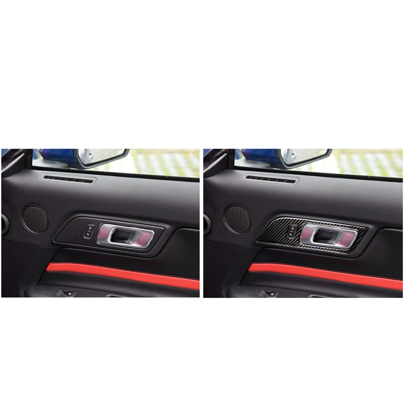 

2Pcs Car Styling 3D Carbon Fiber Front door handel frame Cover Trim Sticker For Ford Mustang 2015 2016 2017