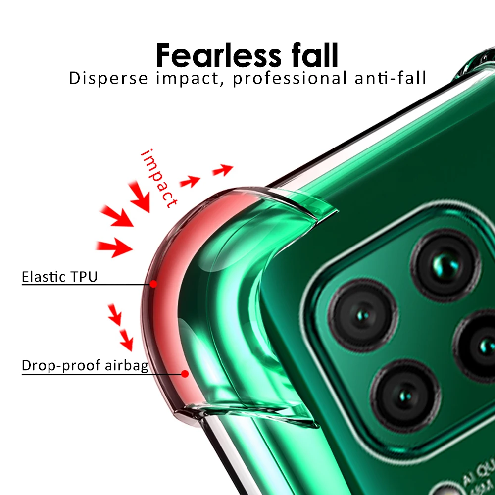 

Luxury Shockproof Silicone Phone Case For Huawei P40 Lite Nova 7i 7se 7 Pro 5G 6 Se Covers Transparent Protection Back Cover