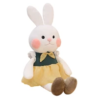 lovely cute cartoon long ears rabbit dressed doll soft plush toys for children bunny sleeping mate stuffed plush baby toys gift