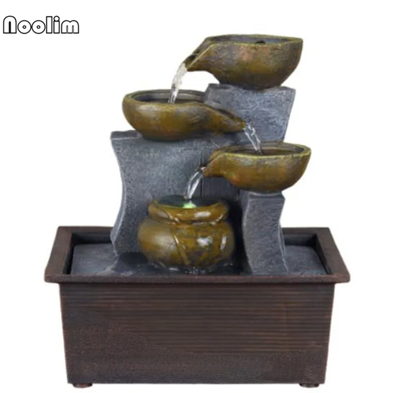Resin Indoor Lucky Desktop Water Fountain Small Ornaments Humidifier Feng Shui Waterscape Wheel Home Decoration Wedding Gifts | Дом и сад