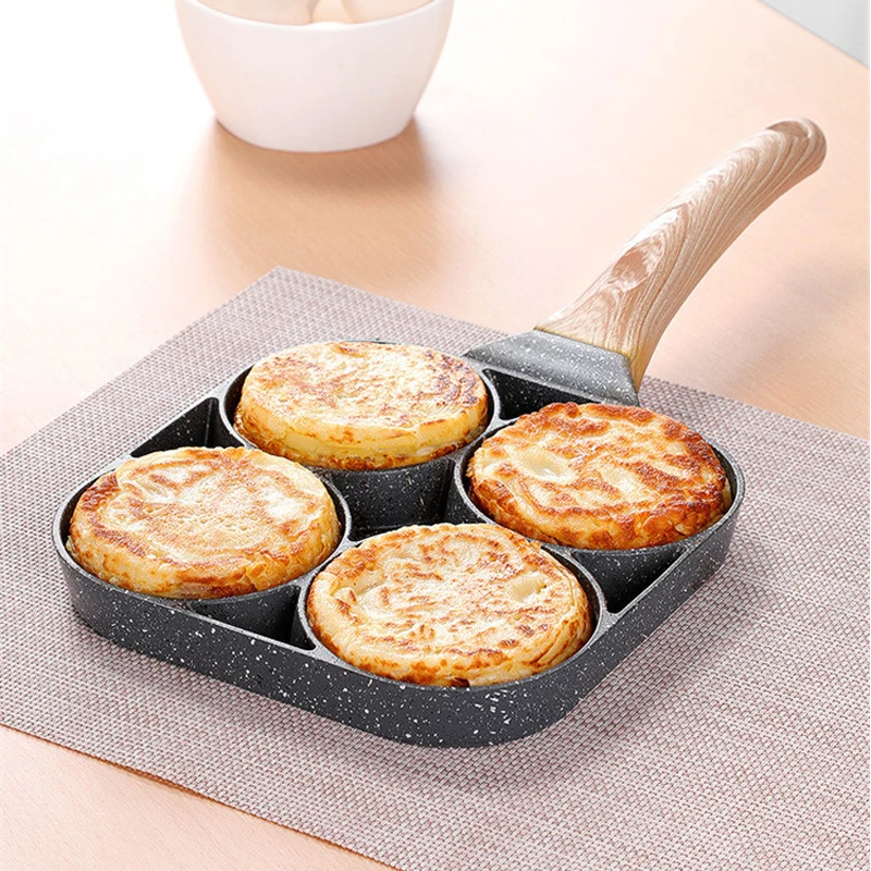 

4 Hole Non Stick Frying Pan Aluminum Alloy Omelette Mold Thickened Omelet Pans for Pancake Pie Kitchen Cooking Cookware