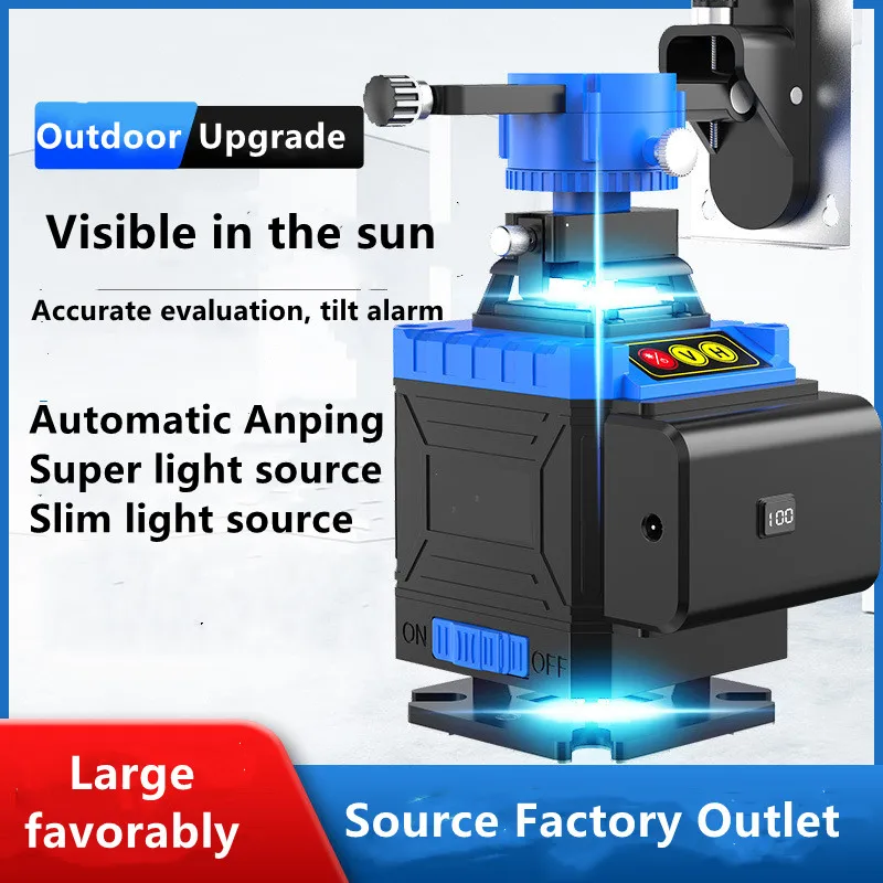 

Лазерный уровень 12 линий 4D Пульт дистанционного управления Самовыравнивающийся 360 горизонтальный и вертикальный крест Супер зеленый луч Строительный инструмент