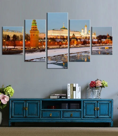 Холщовые картины плакаты 6 в Москву Россия город Кремль стены искусства рамки