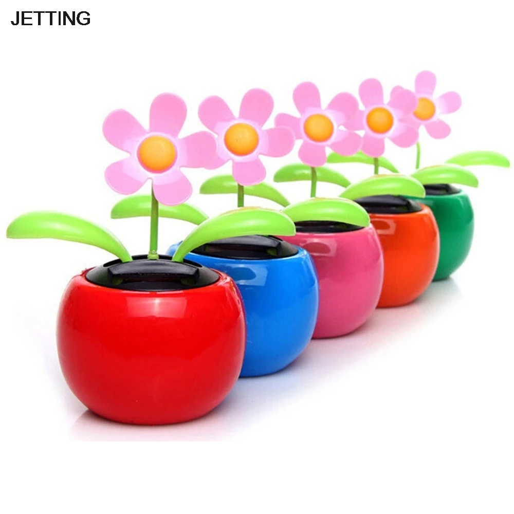 

Plastic Crafts Home Car Flowerpot Solar Power Flip Flap Flower Plant Swing Auto Dance Toy Car Styling Decoration Ornaments 1pcs