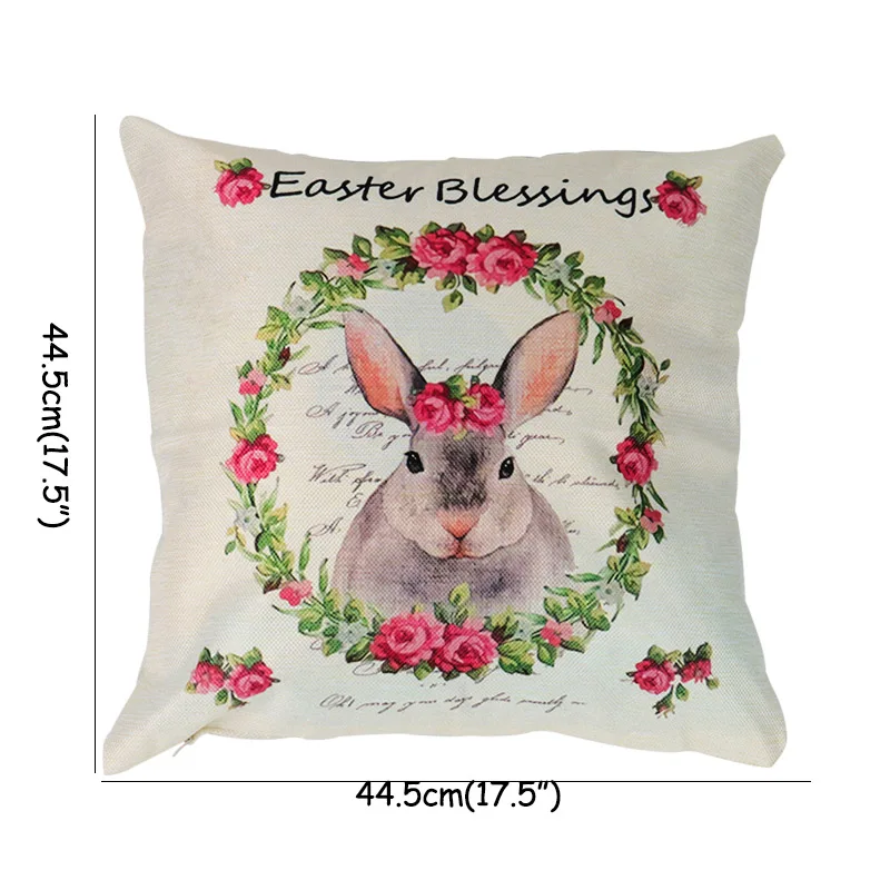 Linen pillowcase Наволочка на подушку с пасхальным Кроликом, яйцами, пасхальными, шоколадными яйцами, курицей, пасхальными украшениями для дома, вечерние украшения, подарок - Цвет: Linen pillowcase