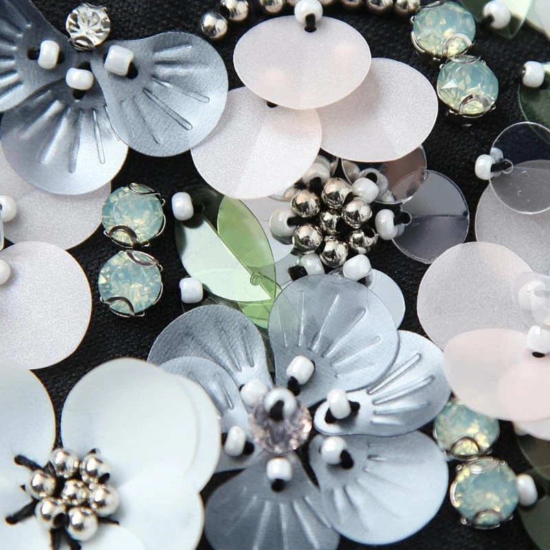 

Women Sequin Floral Lapel False Collar Beaded Jewelry Detachable Necklace Choker F3MD