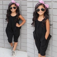 new childrens girl european american summer black vest coveralls fashion baby girls clothing sets black toddler kids clothes